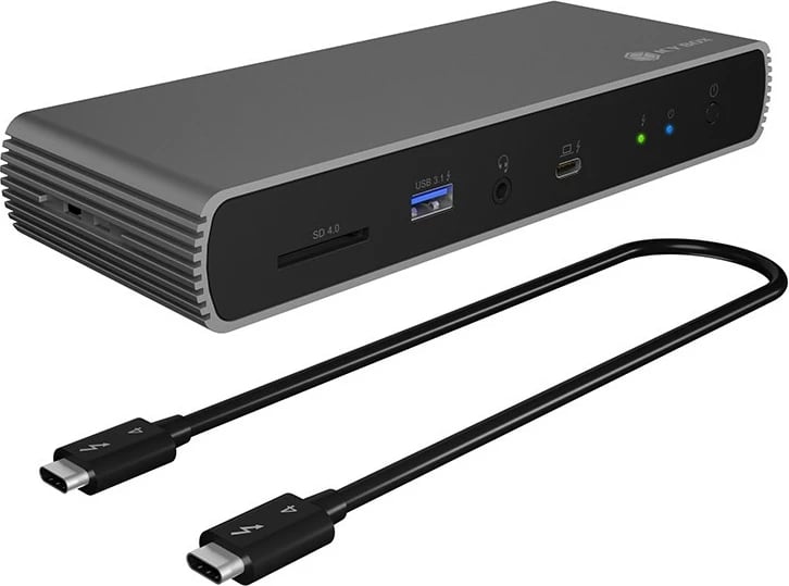 Docking station ICY BOX IB-DK8801-TB4, Thunderbolt 4, 96W, 2x display, SD, Ethernet, anthracite black