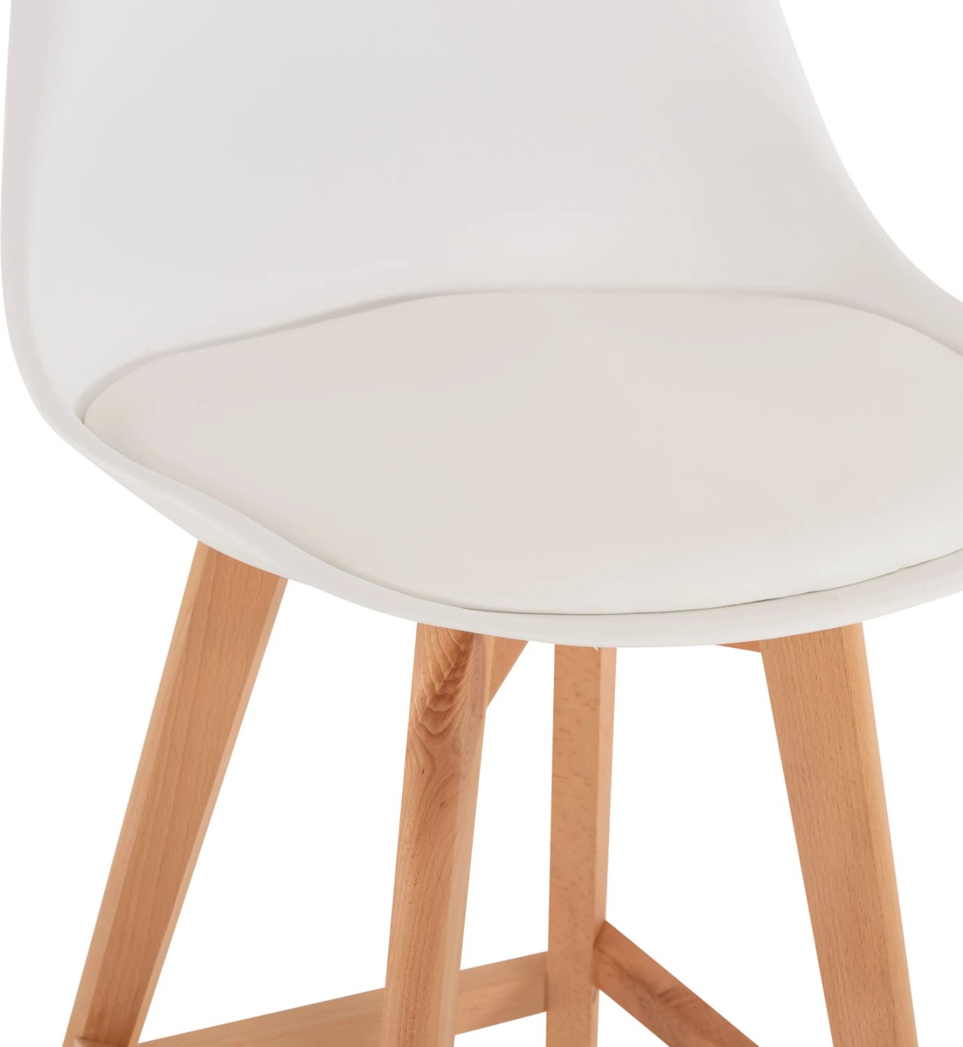 Karrige për bar VEGAS FH8000.21, lartësi mesatare, polipropilenë e bardhë, dru ahu natyral, 47x58x103H cm, set prej 4 copash