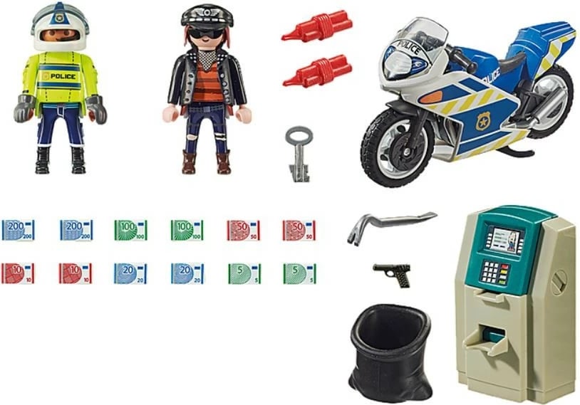 Set lodrash Playmobil City Action 70572, motoçikletë policie me figurina
