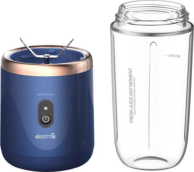 Blender portabil Deerma DEM-NU06, 400 ml, pa kabllo, Blu