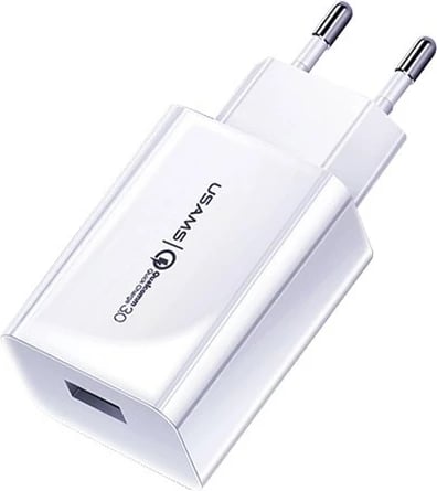 Karikues rrjeti USAMS T22, 18W, QC 3.0, me kabllo USB-C 100cm, Bardhë