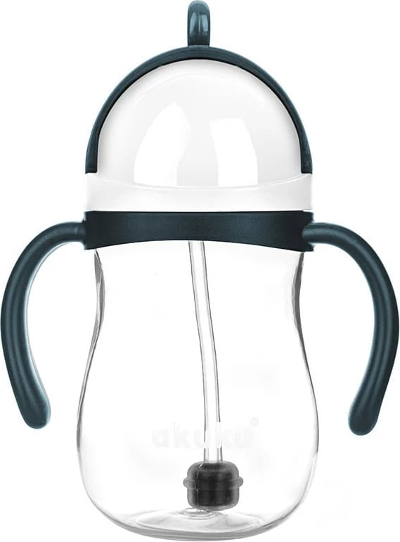 Shishe trajnere me pipë silikoni me peshë, Akuku, 280 ml, e bardhë