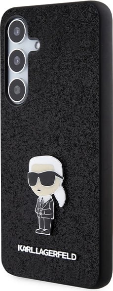 Mbështjellës Karl Lagerfeld Fixed Glitter Ikonik Logo Metal Pin për Samsung Galaxy S24, i zi
