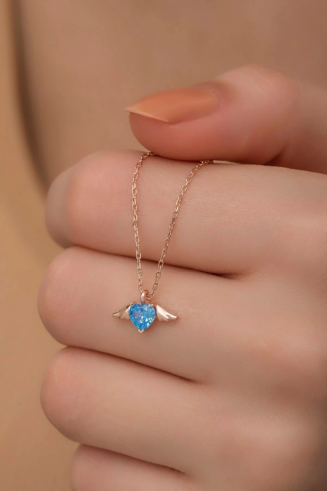 Qafore argjendi me gur akuamarin, ngjyrë rozë e kaltër, Jumeon, NRZ998281