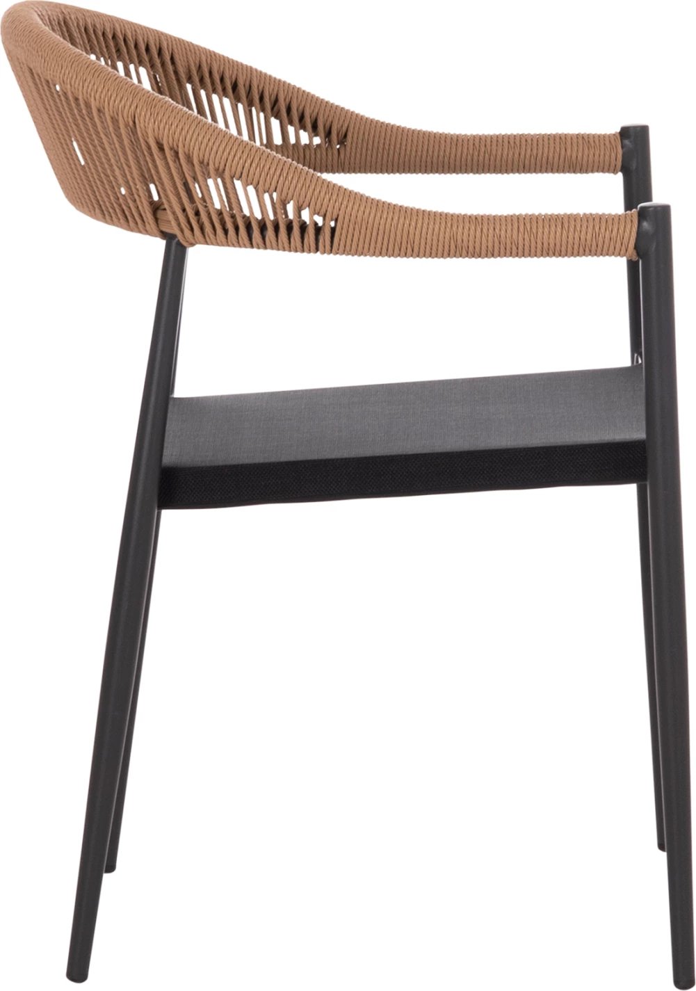 Karrige për tavolinë jashtë BERG FH6284.02 alumini & textilene ngjyrë gri e errët--P.E. rattan i përdredhur 55x56x79Hcm.