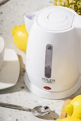 Çajnik elektrik, Adler AD 1272, 1.0 L, 1350–1600W, plastikë, i bardhë