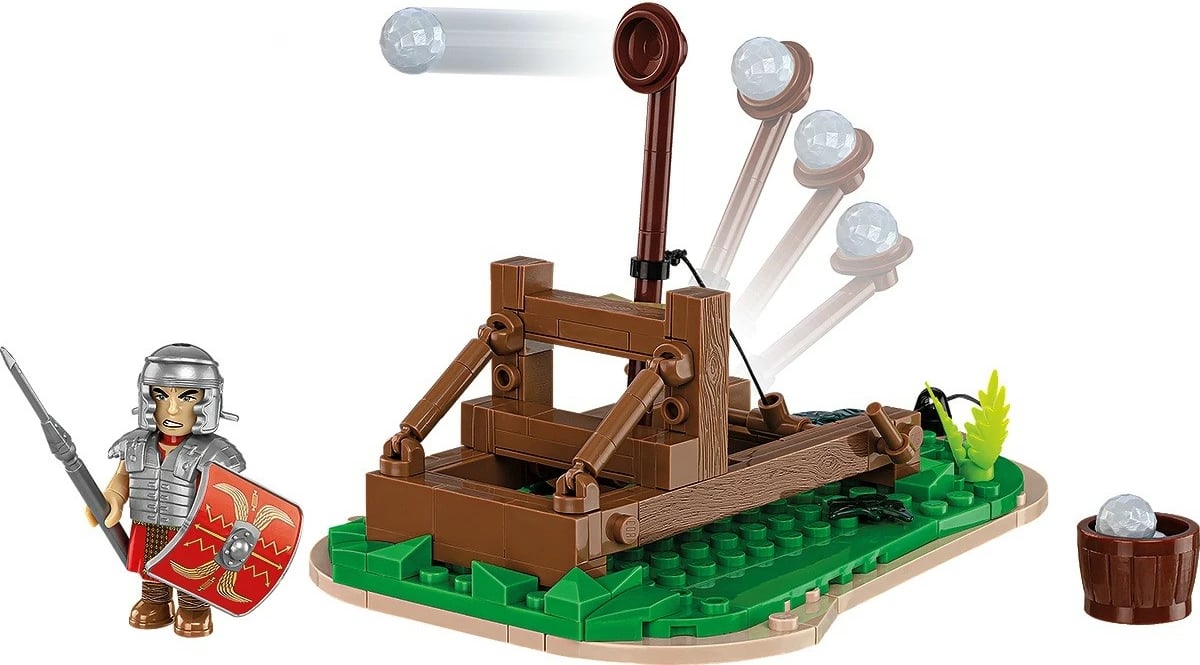Set lodrash ndërtimi Cobi Klocki Imperium Romanum Blocks Katapult Onager, 173 blloqe, me figurë legjionari