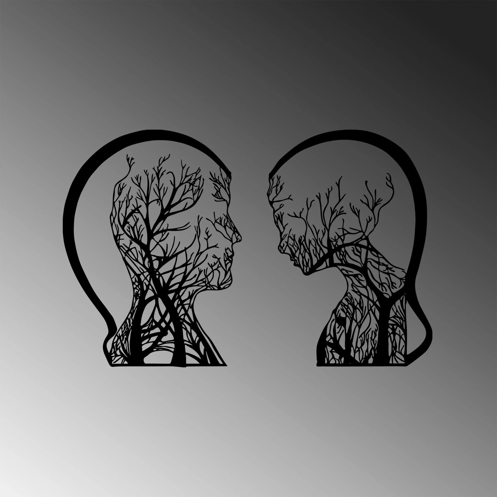 Aksesor dekorativ metalik për mur, dy pjesë, njeri dhe grua, Wallity, ngjyrë e zezë, 52x70cm & 47x70cm