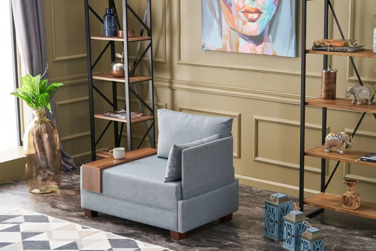 Karrige një vendëshe Fly Right, ngjyrë kaltër e çelët, Atelier del Sofa