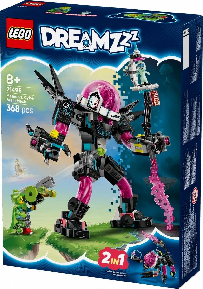 Set ndërtimi LEGO DREAMZzz Mateo vs. Cyberbrain Mech 71495, 368 pjesë, për fëmijë 8+