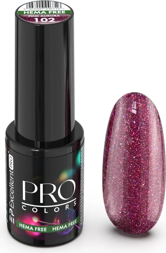 Llak për thonj për femra Excellent PRO Pro Colors Hema Free CatEye Hybrid 102 Pink Aurora, 7g