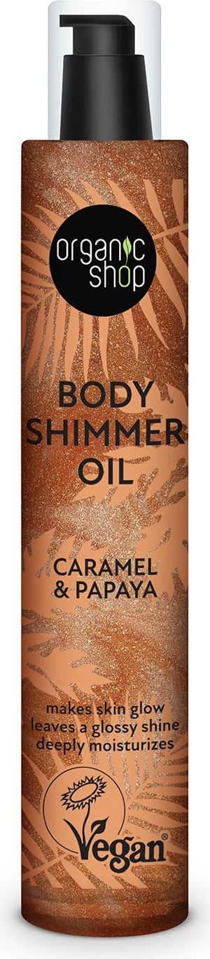 Vaj shimmer për trup uniseks Natura Siberica Organic Shop Caramel & Papaya 100ml