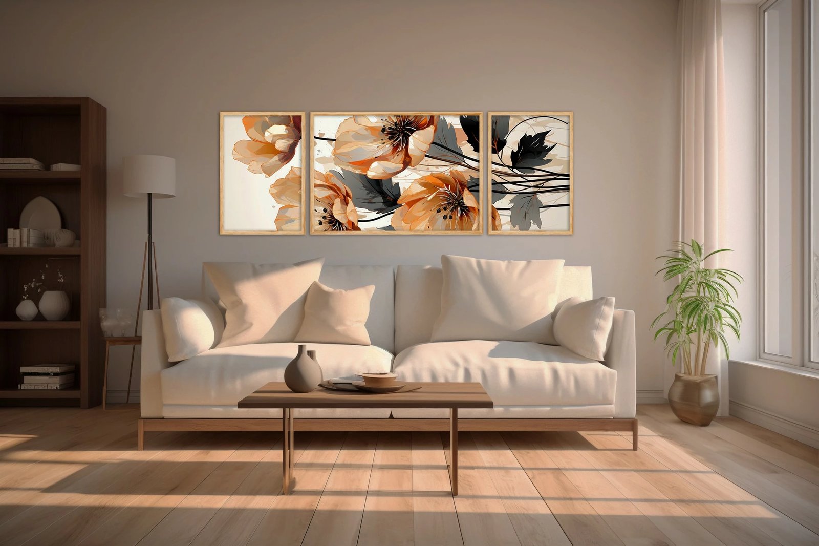 Pikturë dekorative me kornizë MDF (3 copë), Wallity, Huhu306, 50x140