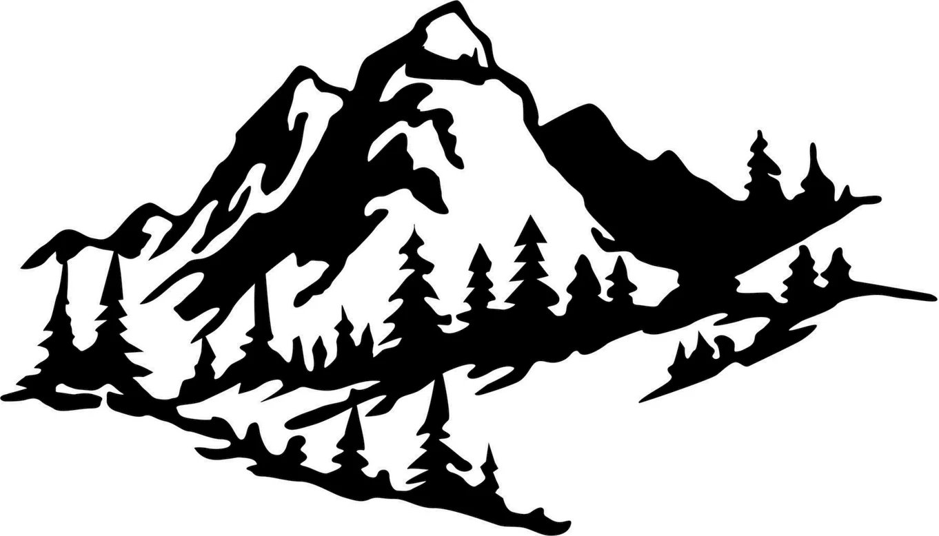 Aksesor dekorativ muri prej metali, Wallity, Mountain 2, ngjyrë e zezë, 40x70cm