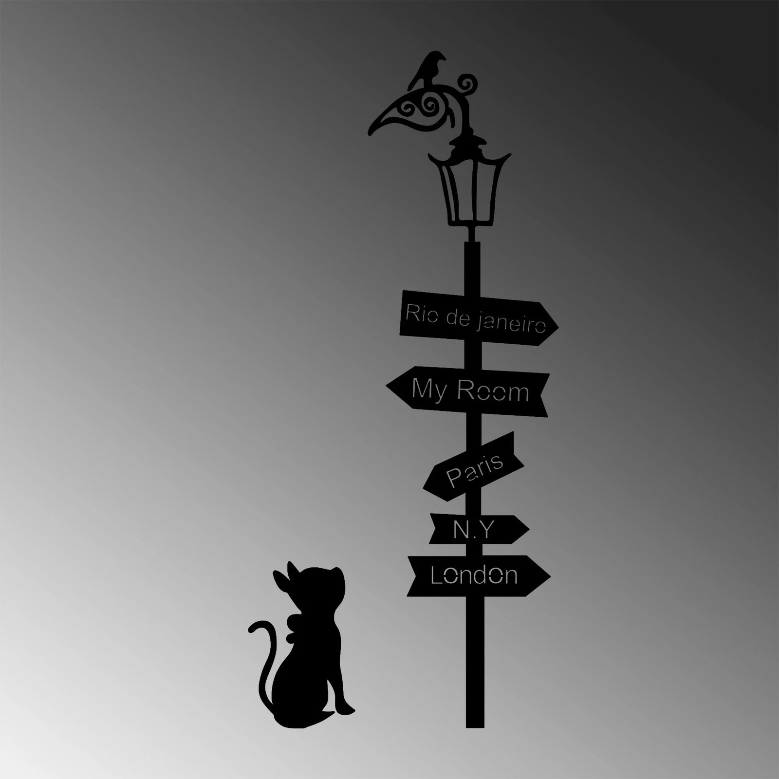 Aksesor dekorativ metalik për mur Wallity, Where To Go?