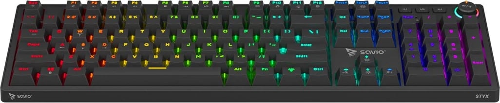 Tastierë mekanike gaming SAVIO STYX BLUE, RGB, Outemu Blue, Full-size, e zezë