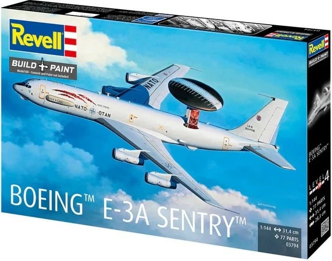 Model plastik avion, Revell, REV-03794 Boeing E-3A Sentry, shkallë 1:144, 77 pjesë, gjatësi 31.4 cm
