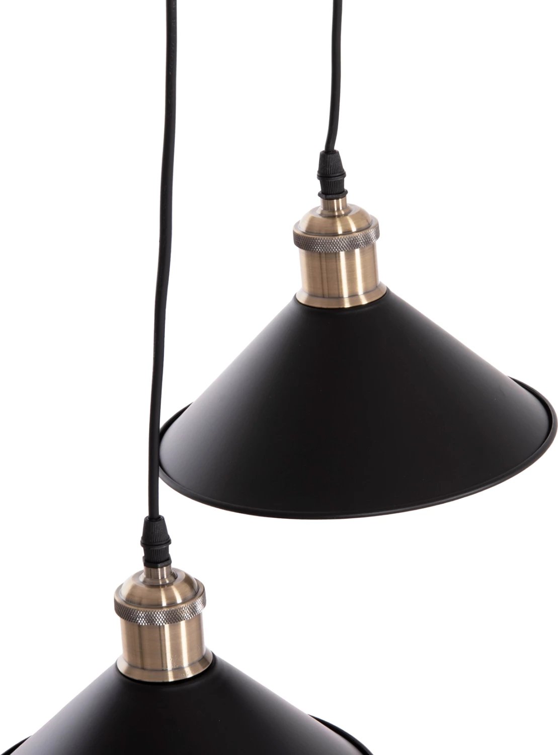 Llambë tavani me dy drita BELL, metal i zi, prizë bronzi, FH7531.11, 21.5x135cm Llambë tavani me dy drita BELL, metal i zi, prizë bronzi, FH7531.11, 21.5x135cm