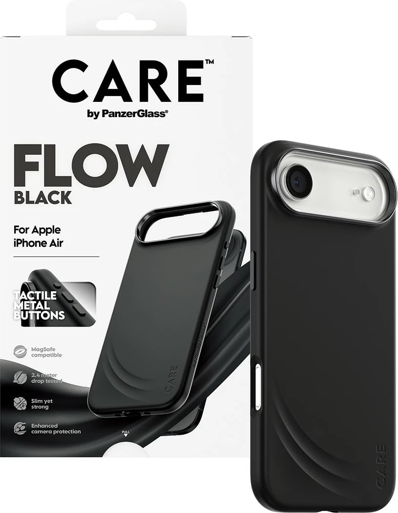 Mbështjellës PanzerGlass CARE Feature FLOW Case me MagSafe për iPhone Air, zi