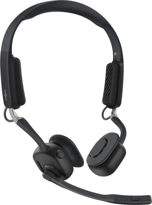 Kufje SHOKZ OpenMeet UC Wireless Bluetooth me dirigjim kockor, me adapter USB-A, të zeza