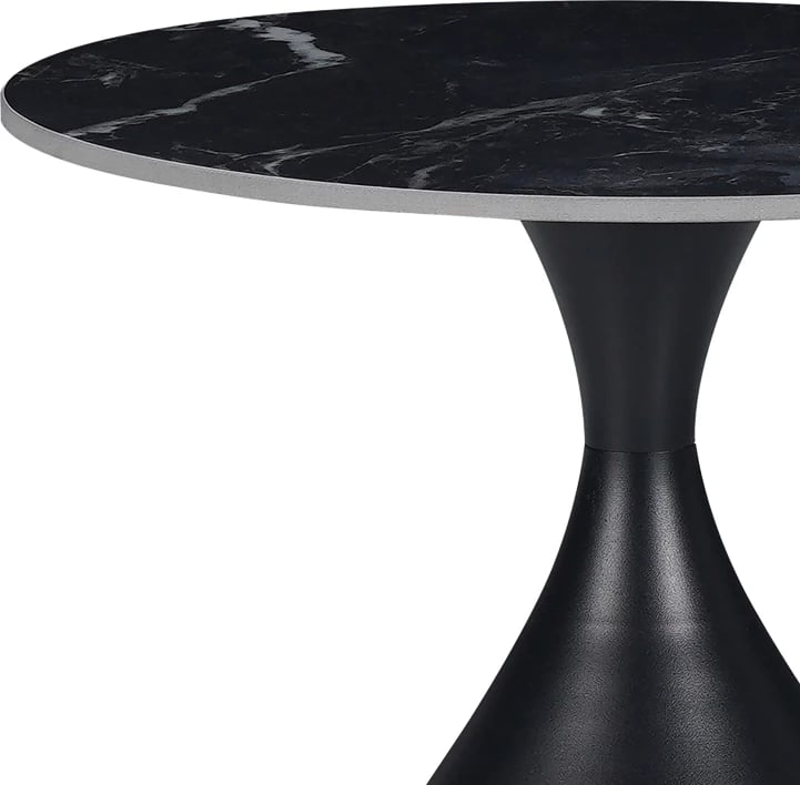 Tavolinë anësore, ngjyrë mermeri të zi, gur i sinteruar dhe metal, D50x50cm