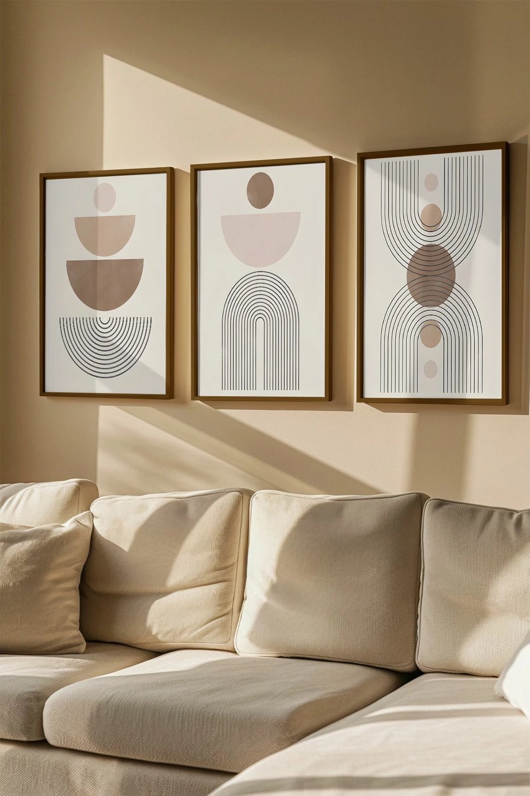 Pikturë dekorative me kornizë (3 copë), Wallity, Artvmodel38-Kahve