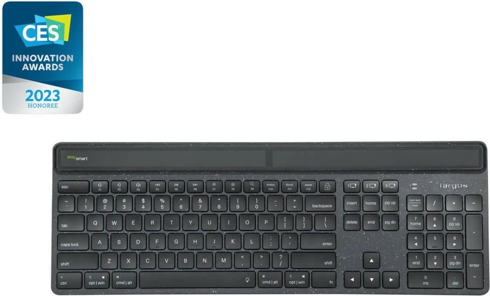 Tastierë wireless Targus ECOSMART, full-size, Bluetooth 5.2, LED backlight, e zezë