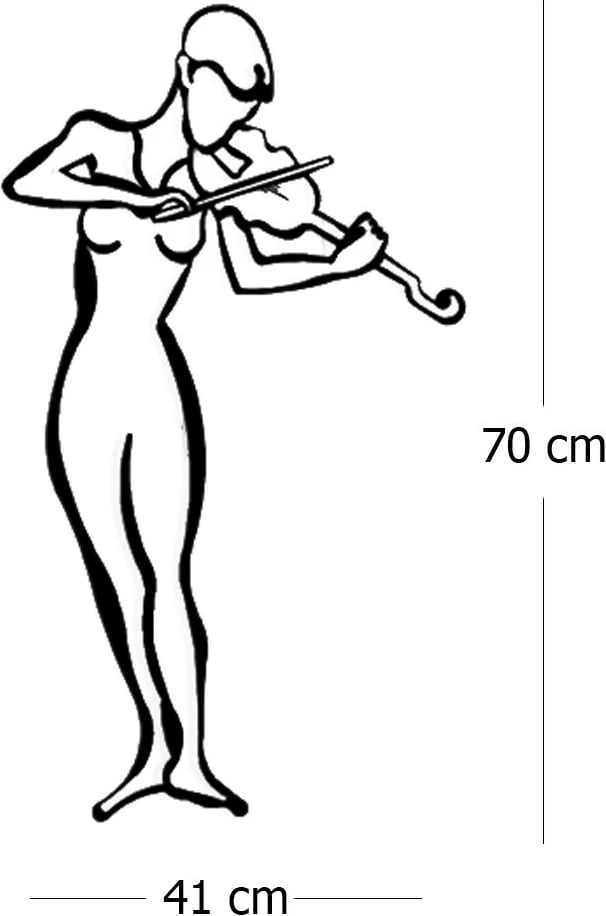 Aksesor dekorativ metalik për mur, violinist, Wallity, ngjyrë e zezë, 41x70cm