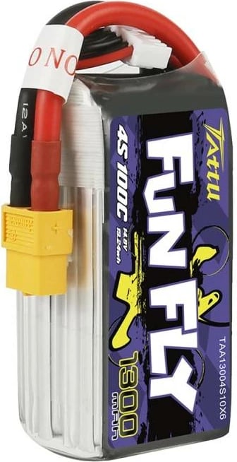 Bateri LiPo Tattu Funfly 1300mAh 14.8V 100C 4S1P, për dronë, me XT60