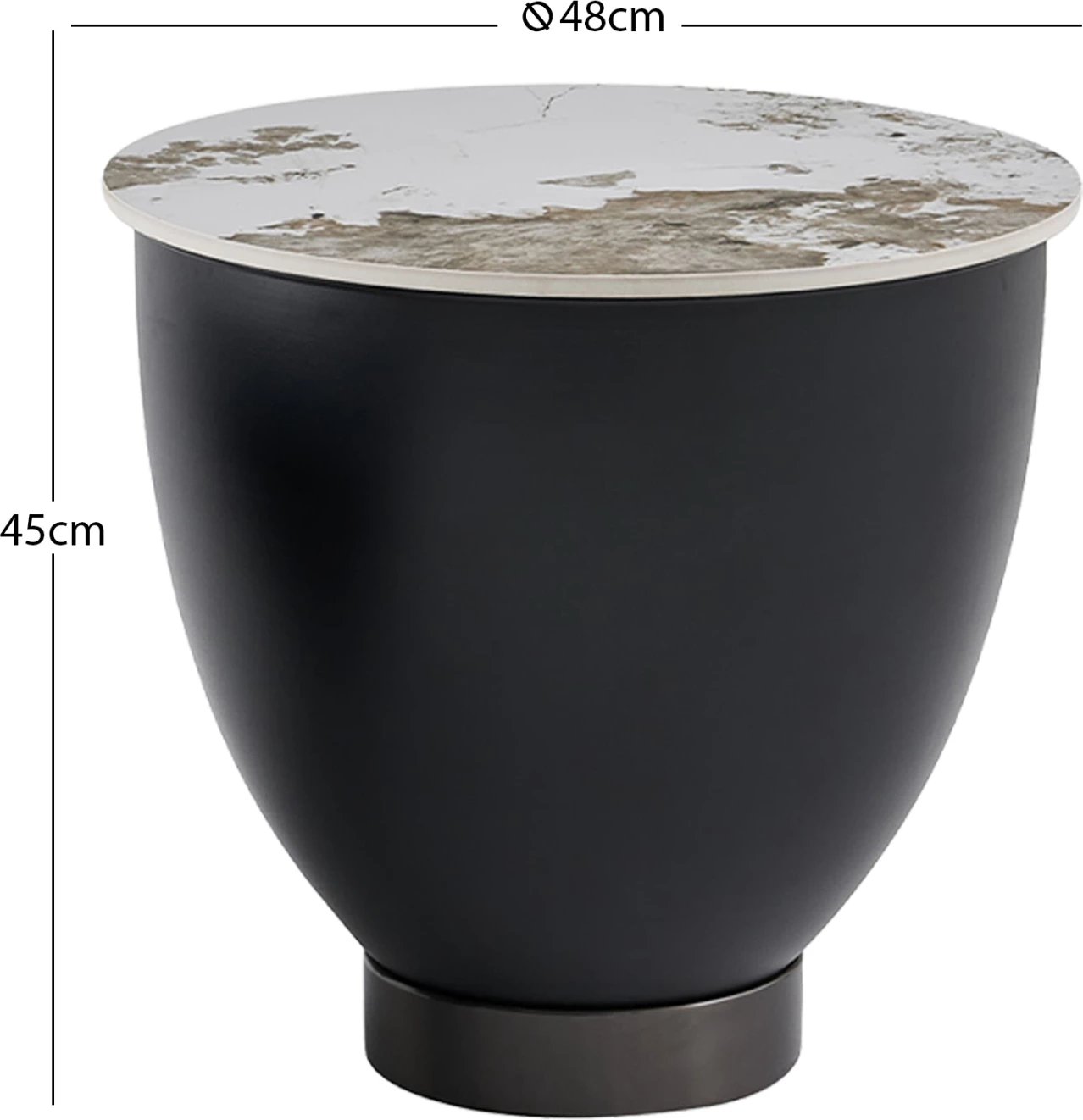 Tavolinë kafeje ERIDANO, metal i zi, gur i sinterizuar Pandora, CD18310.02, Ø48x45cm