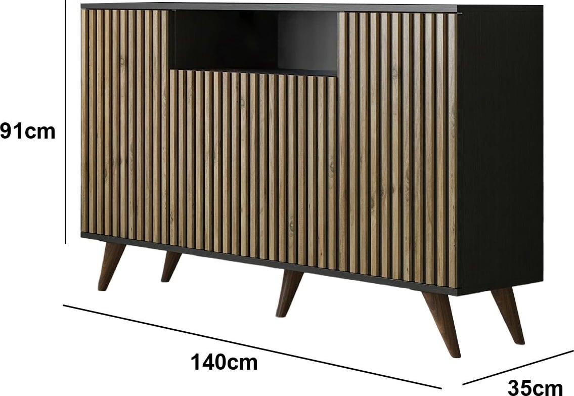 Konsol Hanah Home, FRN-9004-1, ngjyrë druri, e zezë, Atlantic Pine, 140x91x35cm