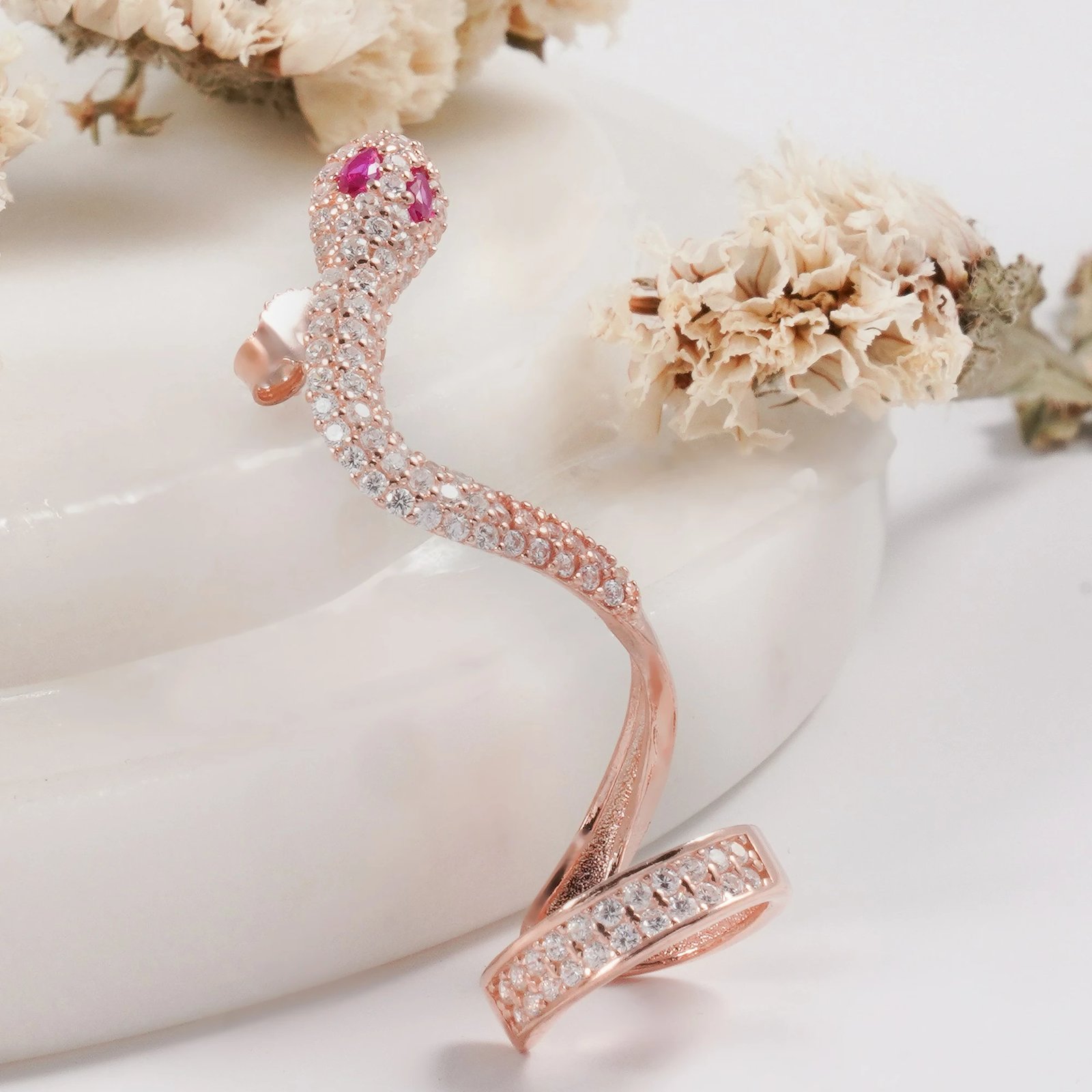 Vathë argjendi ngjyrë rozë gold, model gjarpri, Jumeon, 35mm