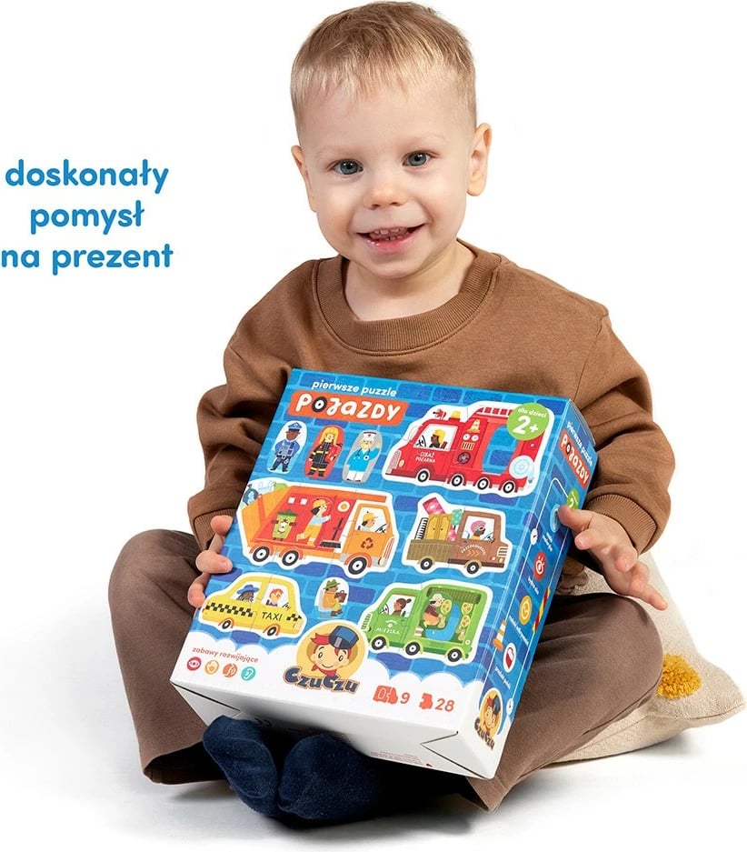 Puzzle edukativ CzuCzu First Puzzle - Vehicles, 28 pjesë, për fëmijë 2+