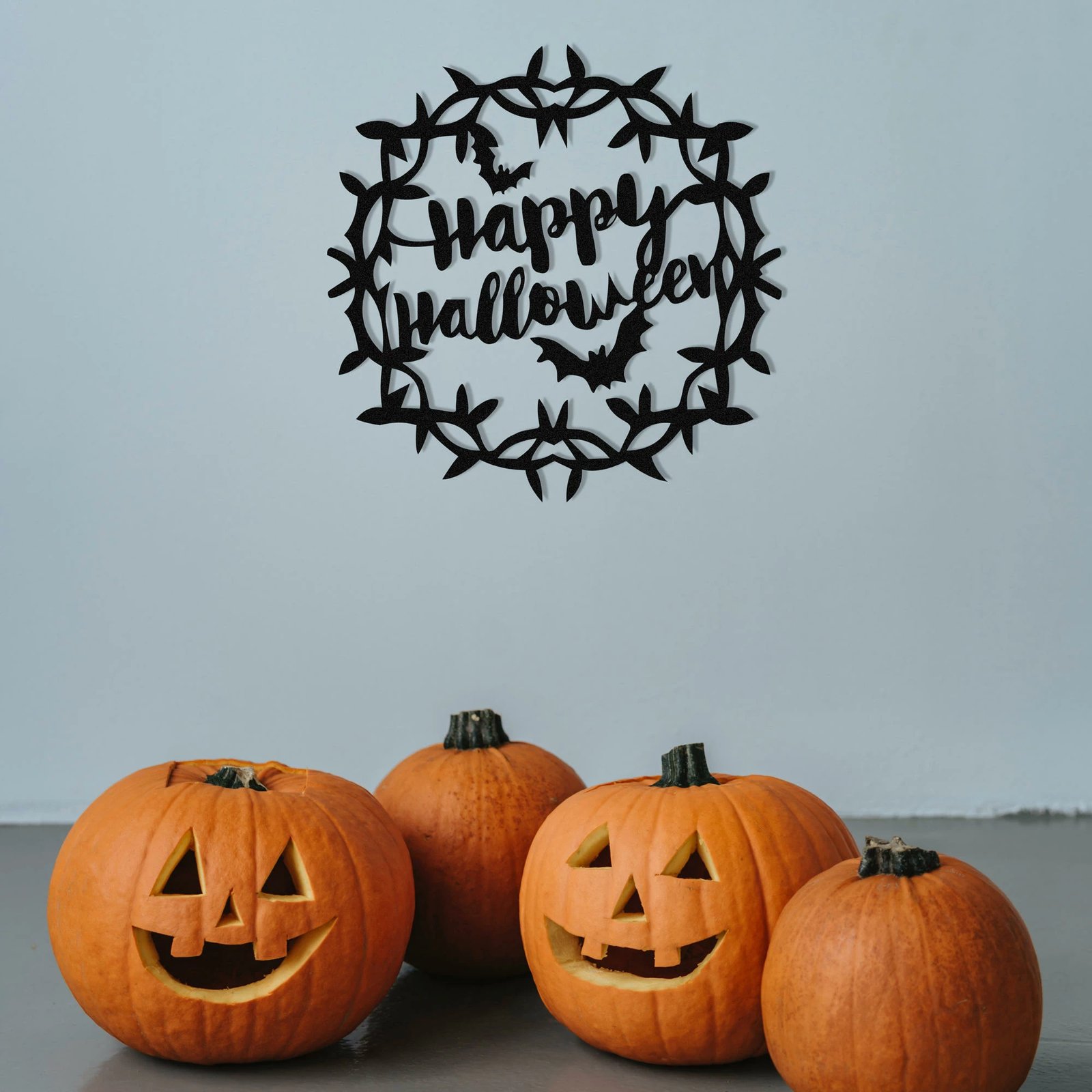 Aksesor dekorativ metalik për mur Wallity, Halloween 11, ngjyrë e zezë, 49x49cm