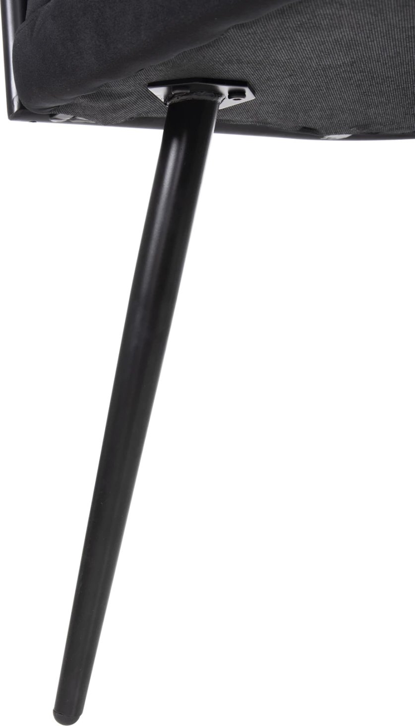 Karrige LUANDA FH8741.04, kadife e zezë, këmbë metalike të zeza, 62x54x79H cm., set prej 2 copë