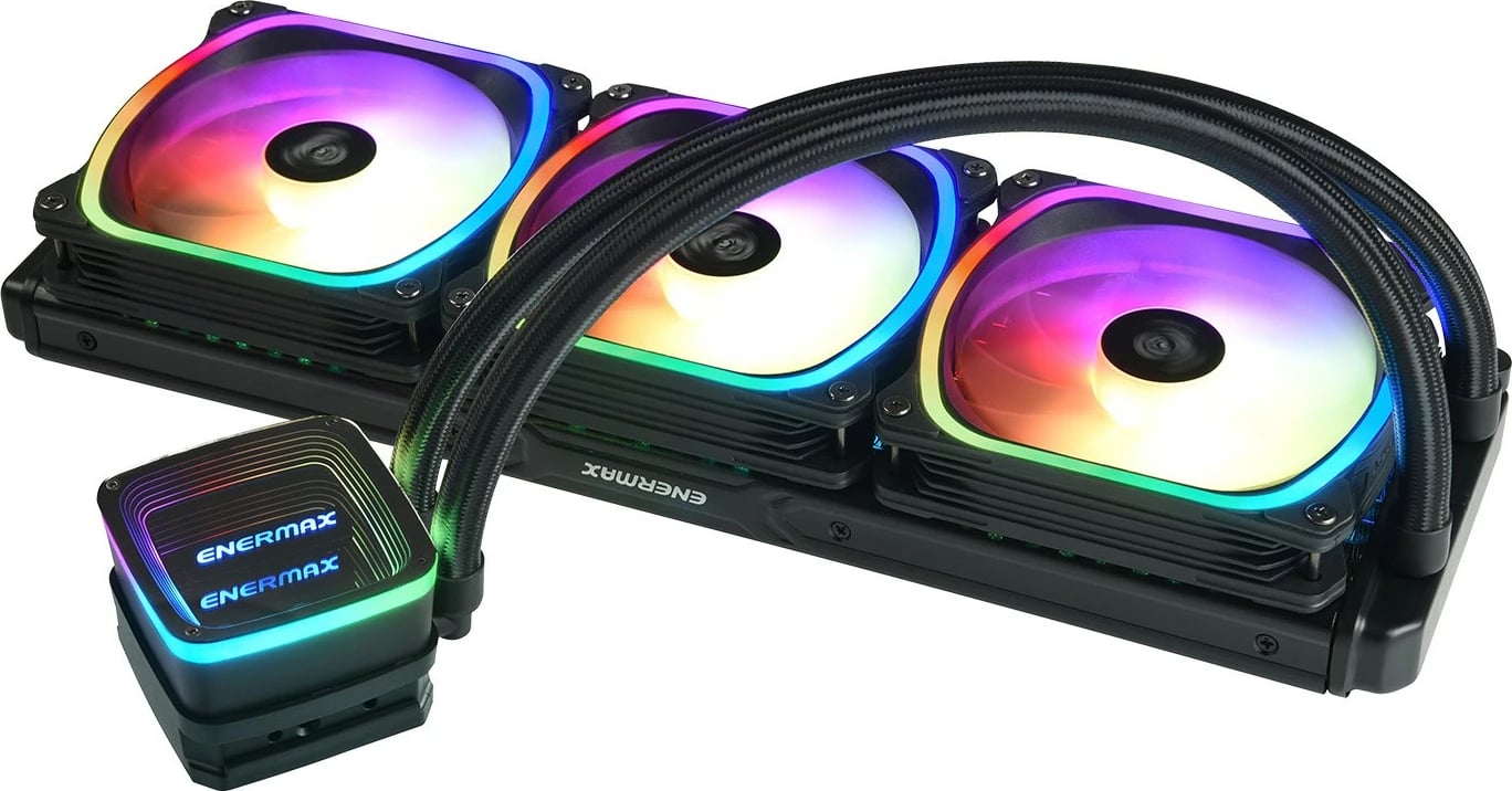 Ftohës uji Enermax Aquafusion ADV ELC-AQFA360-SQA, 360mm, 3x120mm, ARGB, i zi