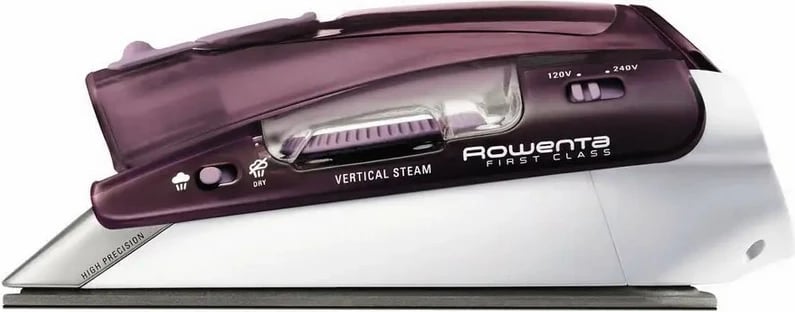 Hekur me avull udhëtimi, Rowenta, First Class DA1511F1, 1000W, depozitë 70 ml, tension i dyfishtë, dorezë e palosshme, bardhë-vjollcë