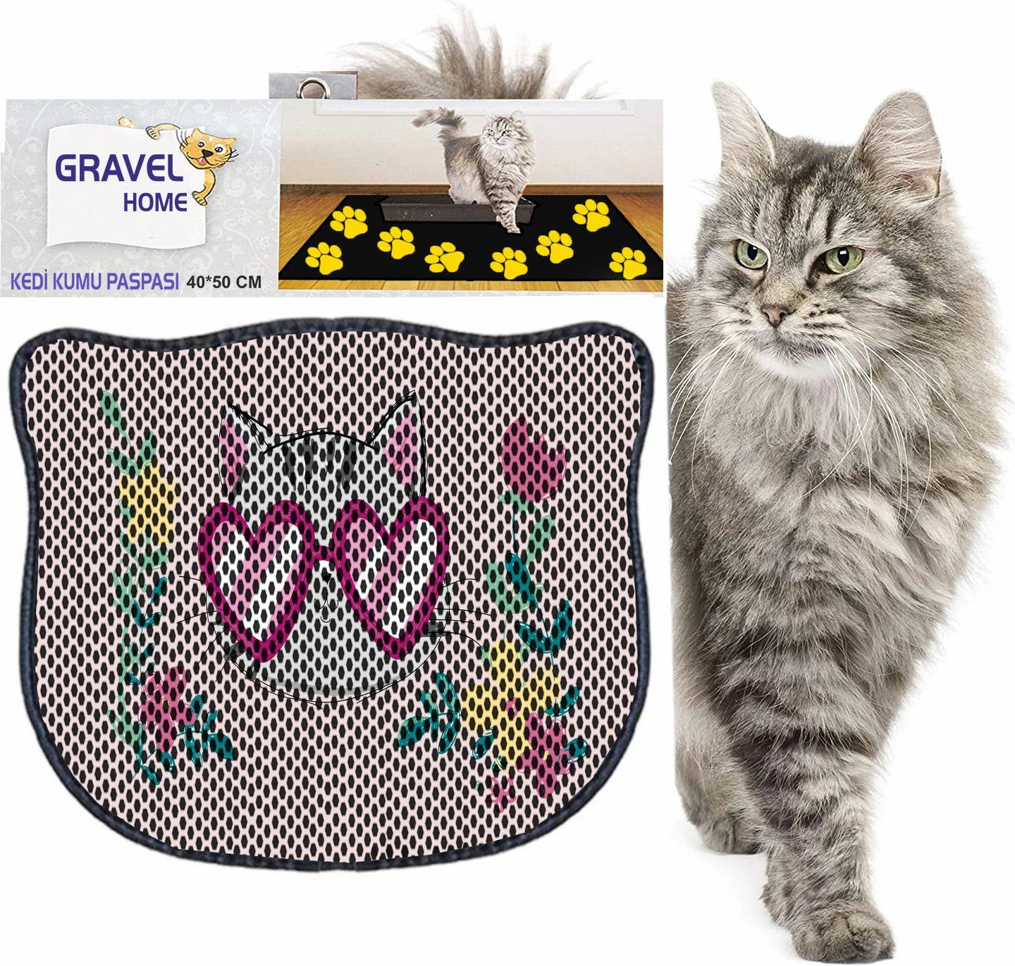 Tapet për rërë mace, shumëngjyrësh, Paws & Whiskers, Kdkafa0031