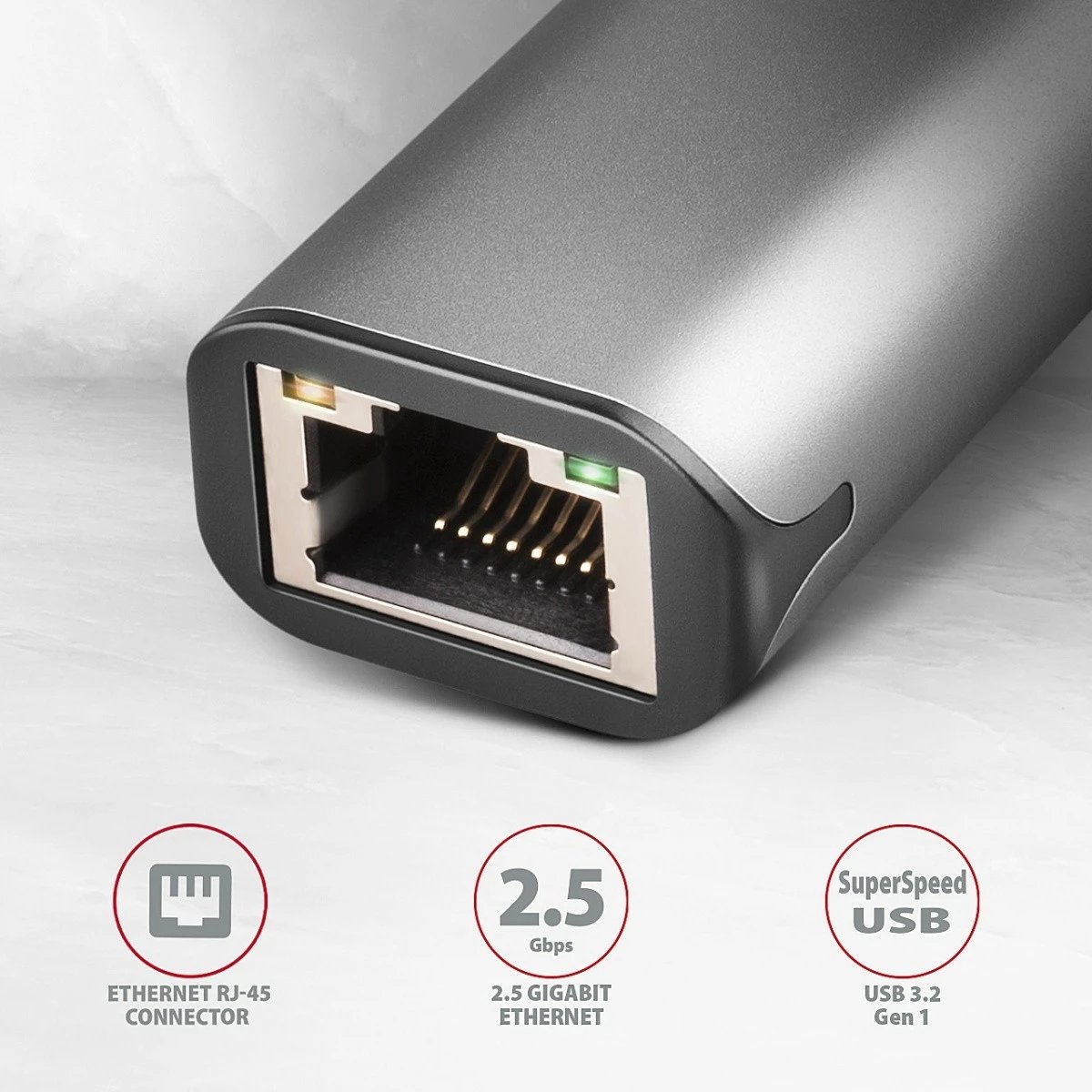 Kartë rrjeti AXAGON ADE-25RC, 2.5 Gigabit Ethernet, USB-C 3.2 Gen 1, Gri