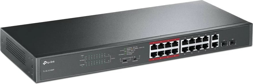 Switch TP-LINK TL-SL1218MP, 16x PoE+, 2x 1Gb, 2x SFP, i zi