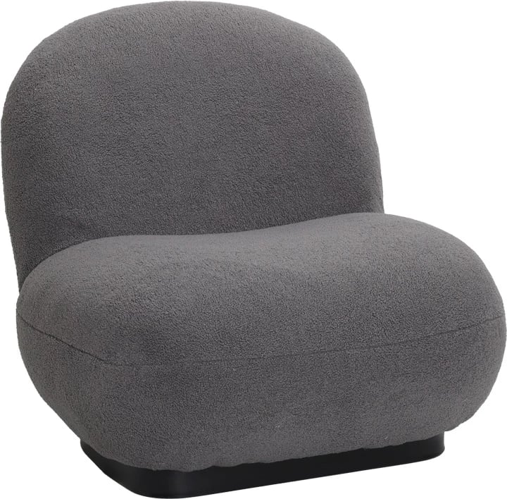 Fotel Rosalie, material teddy gri i errët, bazë e zezë, 85x82x77cm