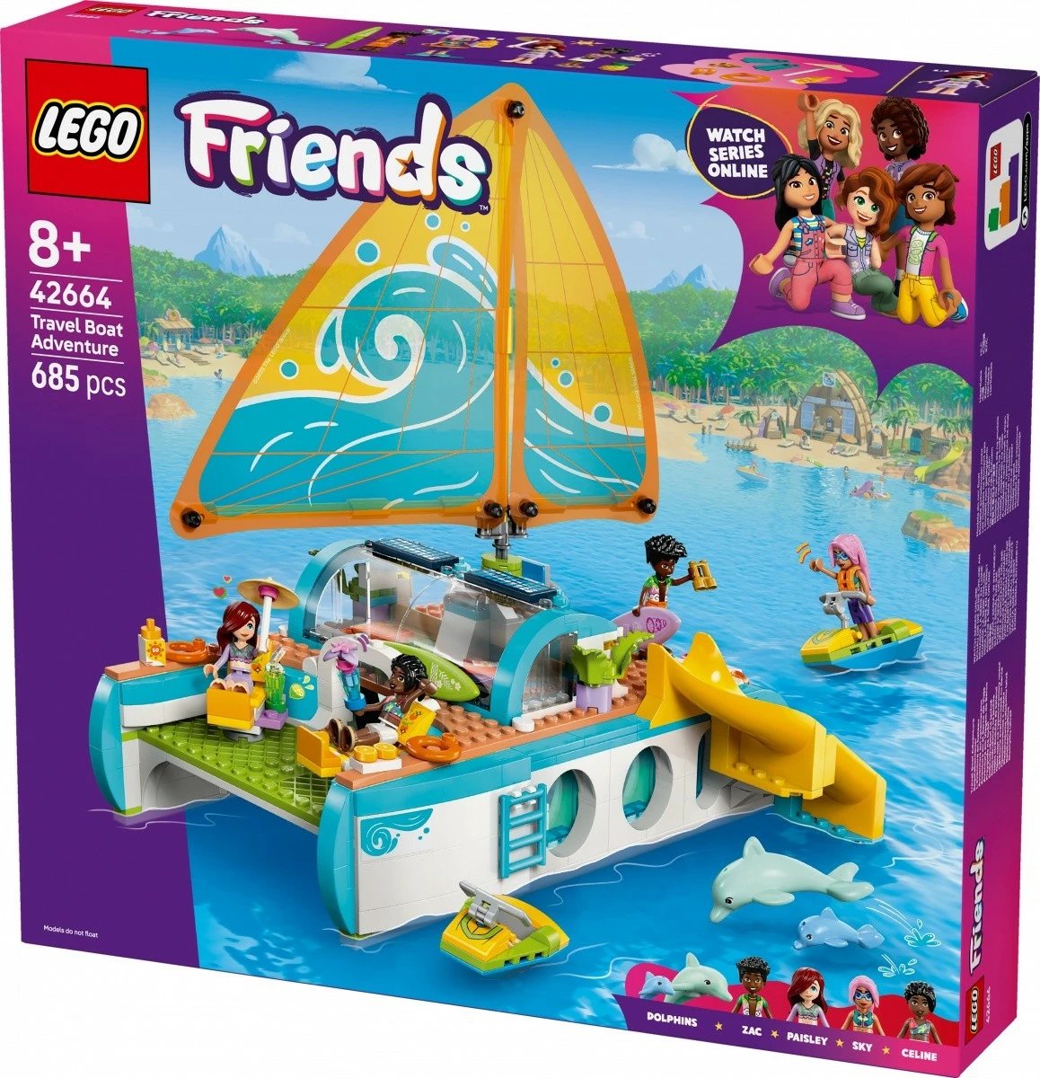 Set lodrash LEGO Friends 42664 Adventure on the Boat, 685 pjesë, shumëngjyrëshe