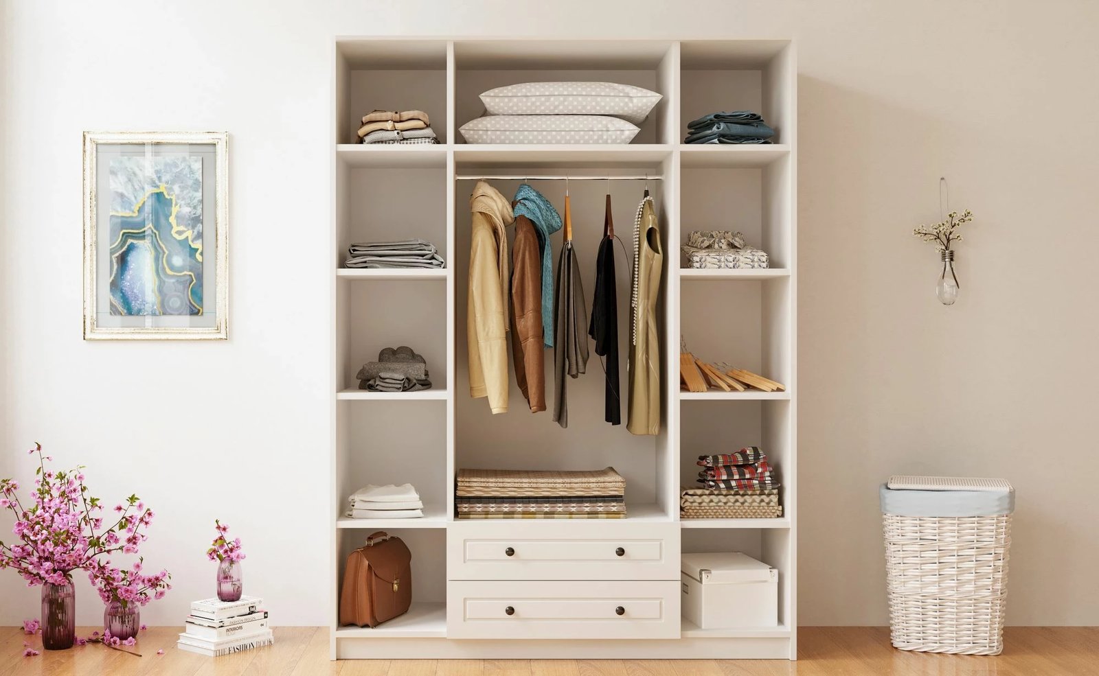 Dollap Skye Decor, ngjyrë e bardhë mat, RB-113, 140x210x52cm