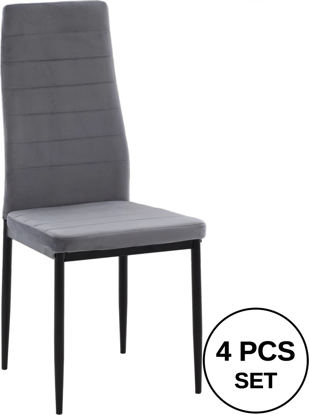 Karrige metalike FH0037.31, kadife gri, me kornizë metalike, set prej 4 copash