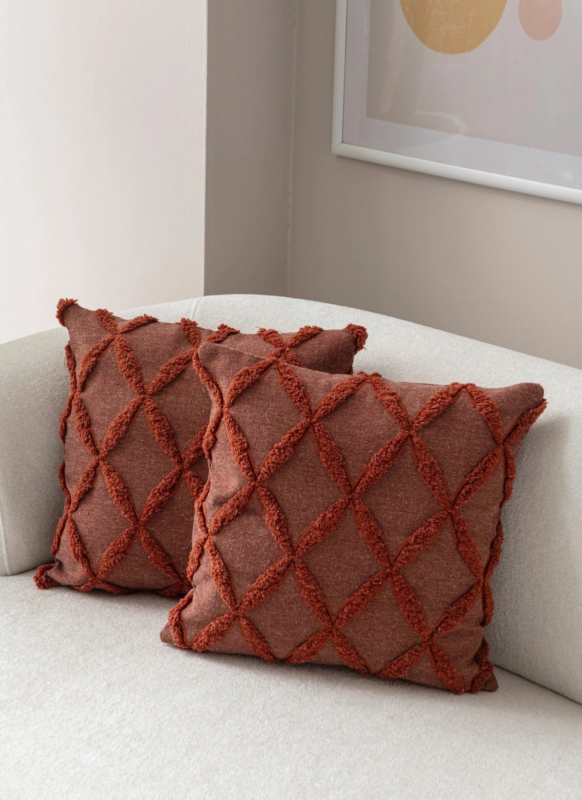 Set mbulesash jastëku (2 copë), Evila Originals, Tuffet, ngjyrë e kuqe qeramike v1