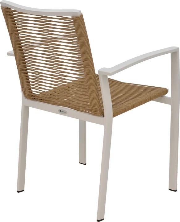 Karrige me krahë, alumini, tekstileni, ngjyrë natyrale, 57x63x83cm