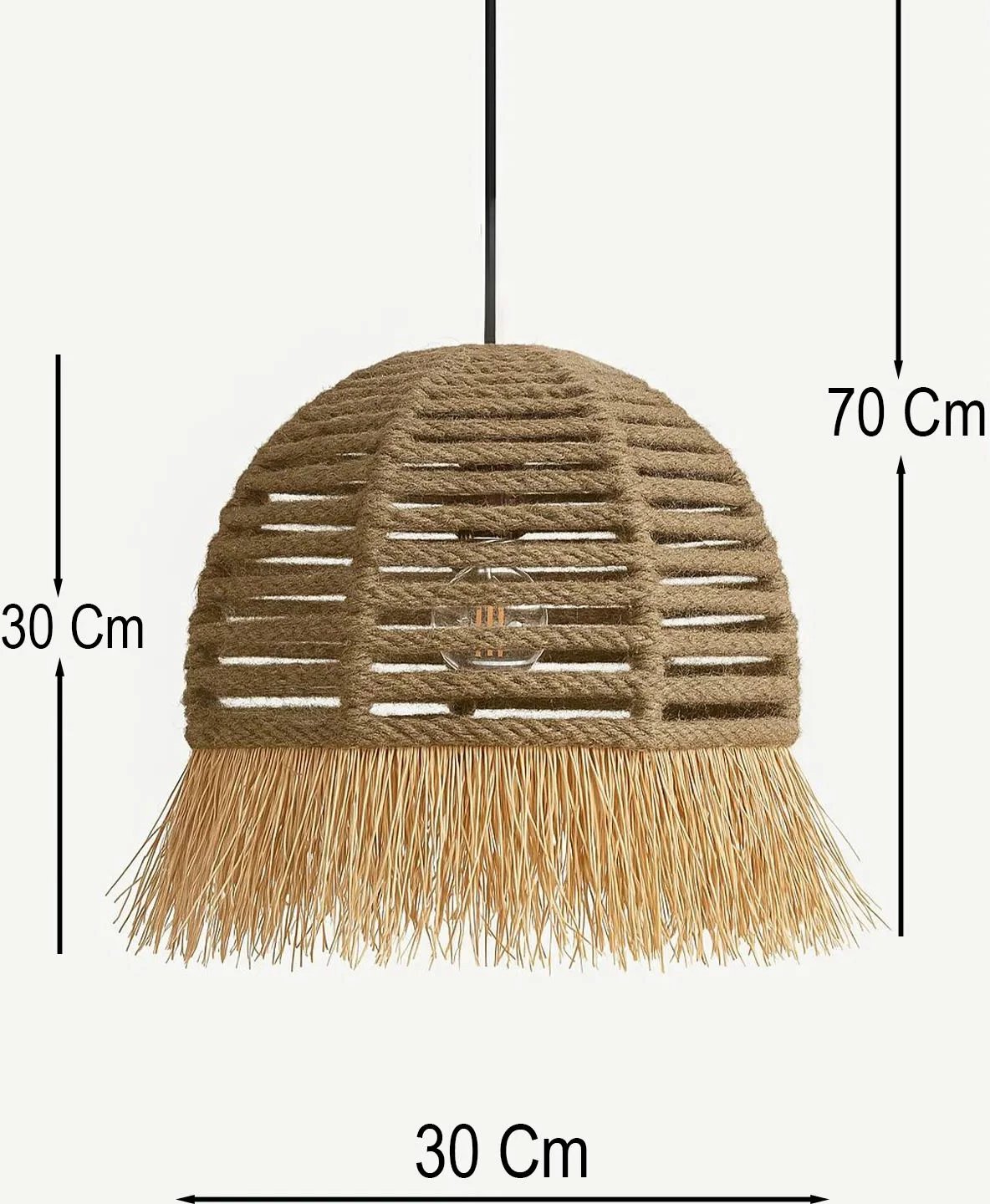 Llambë tavani Opviq, BK070, ngjyrë ecru, kapak rafie, lartësi e rregullueshme Llambë tavani Opviq, BK070, ngjyrë ecru, kapak rafie, lartësi e rregullueshme