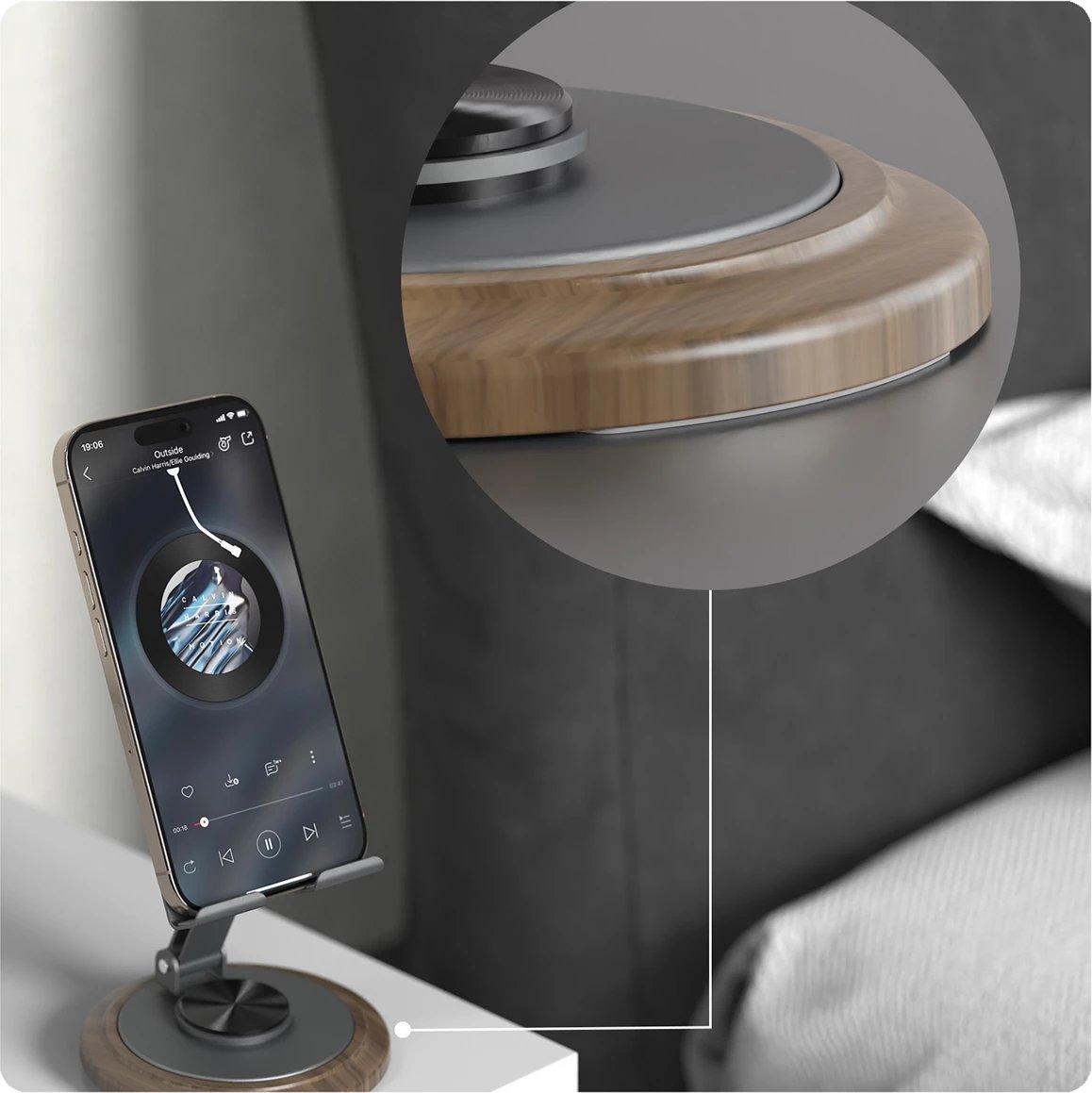 Mbajtës telefoni Dudao F17M, metal, 360°, Gri