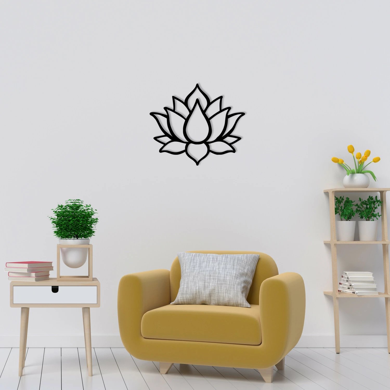 Aksesor dekorativ muri prej metali, lule lotus, Wallity, 50x43cm