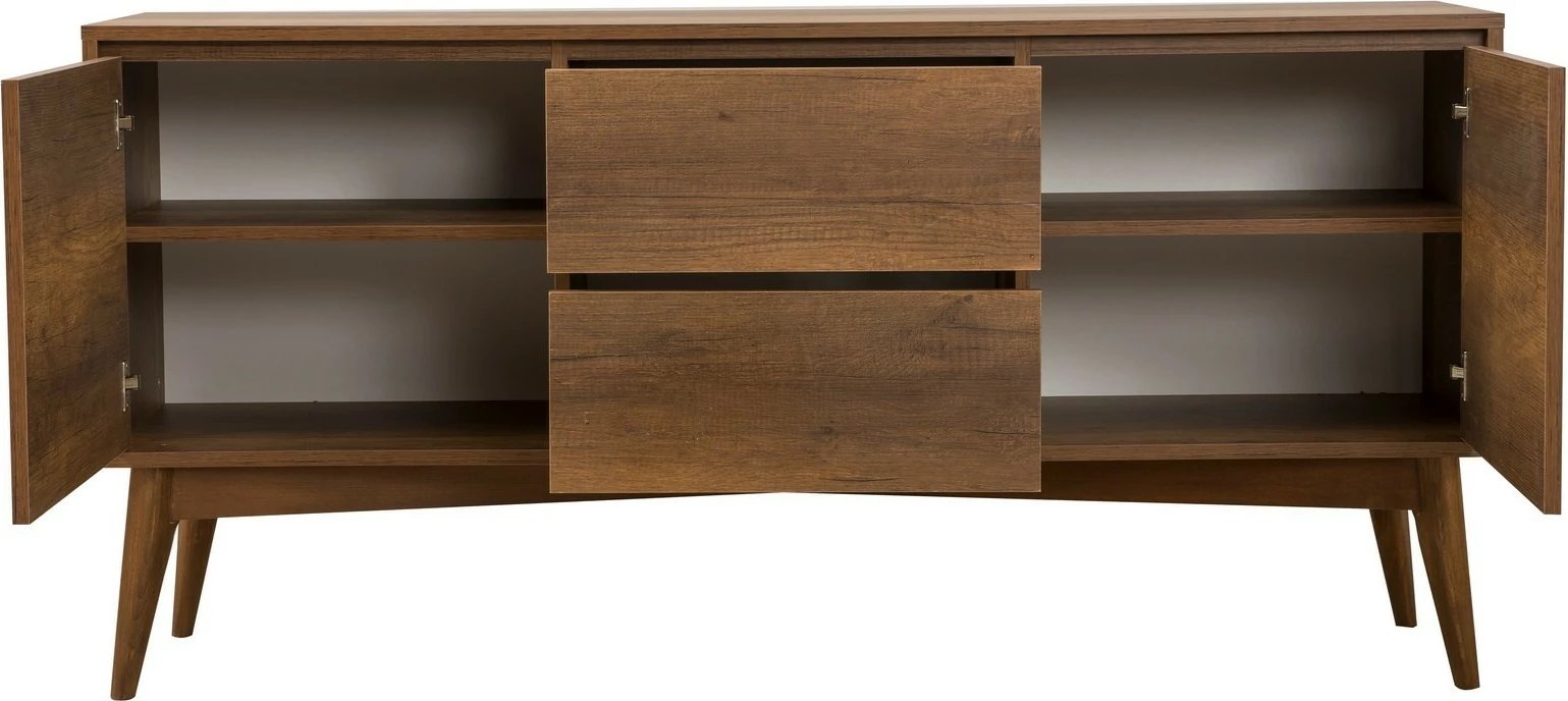 Set tavolinë me karrige dhe konsol, zgjatues, 7 pjesë, Skye Decor, Vina 03 0701, ngjyrë arre, gri